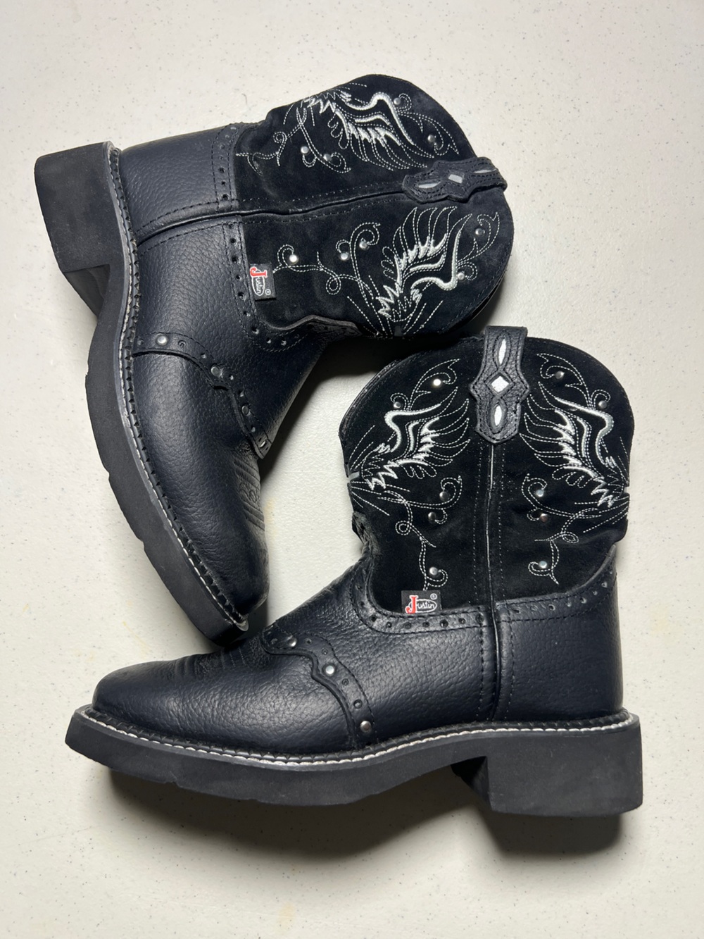 Justin Gypsy Women's Size 61/2B Western Cowboy Boots Black Suede Upper